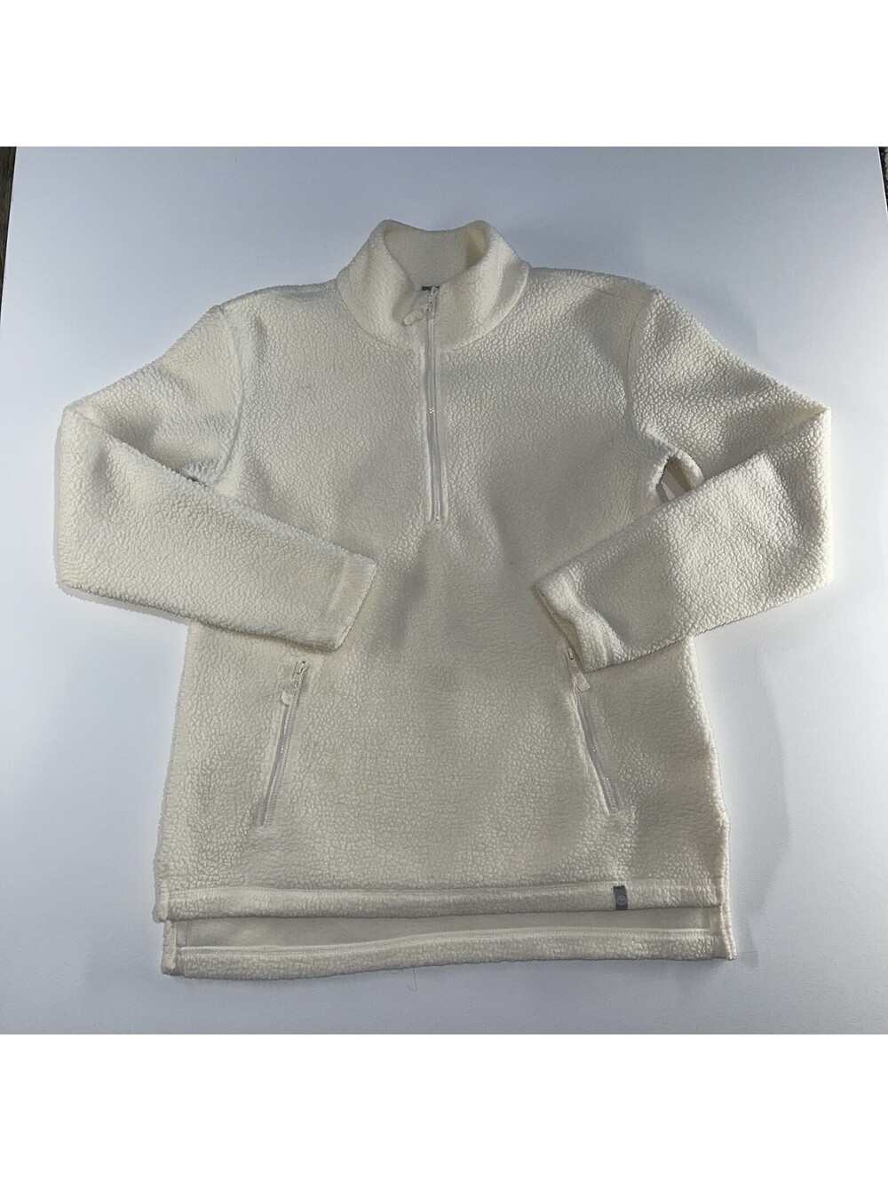 T by Talbots Women’s Fleece Pullover XS Ivory Half Zip Sherpa Jacket Long Sleeve